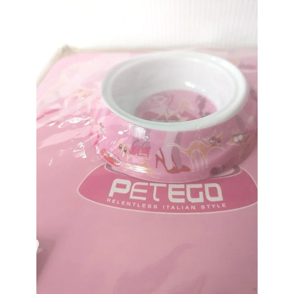 PetEgo Dog Cat Bowl Dish Placement Set Italian Style Whimsical Cartoon Pink NEW